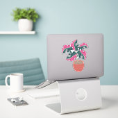 Roze Monstera Plant Handgetekend Sticker (Laptop op bureau)