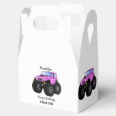 Roze monstertruck cartoon illustratie bedankdoosjes (Geopend)