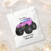 Roze monstertruck cartoon illustratie bedankzakje (Geknipt)