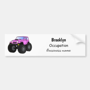 Roze monstertruck cartoon illustratie bumpersticker