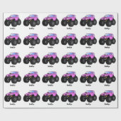 Roze monstertruck cartoon illustratie cadeaupapier (Vlak)