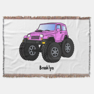 Roze monstertruck cartoon illustratie deken