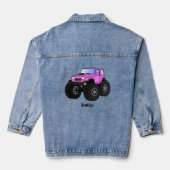 Roze monstertruck cartoon illustratie denim jacket (Achterkant)