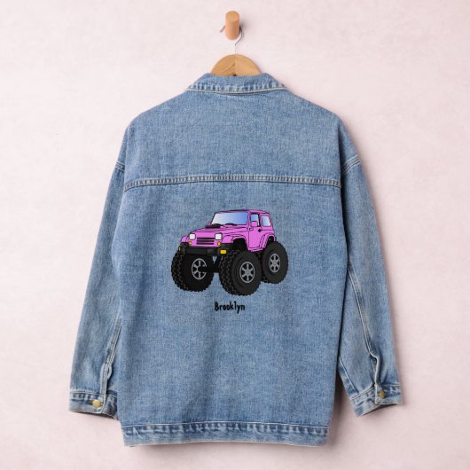 Roze monstertruck cartoon illustratie denim jacket (Hangar)