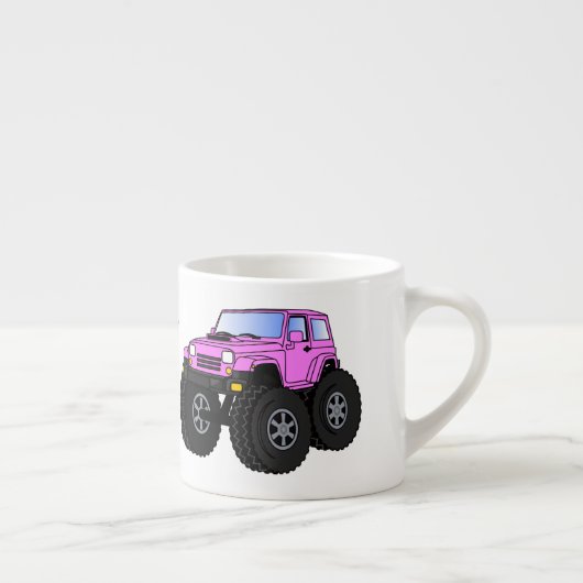 Roze monstertruck cartoon illustratie espresso kop (Rechts)