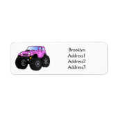 Roze monstertruck cartoon illustratie etiket (Voorkant)