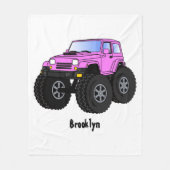 Roze monstertruck cartoon illustratie fleece deken (Voorkant)