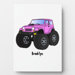 Roze monstertruck cartoon illustratie fotoplaat