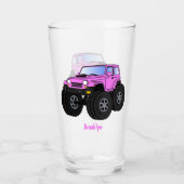Roze monstertruck cartoon illustratie glas (Voorkant)