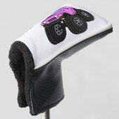 Roze monstertruck cartoon illustratie golfheadcover (3/4 voorkant)