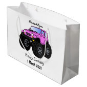 Roze monstertruck cartoon illustratie groot cadeauzakje (Achterkant Gekanteld)