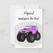 Roze monstertruck cartoon illustratie kaart (Achterkant)