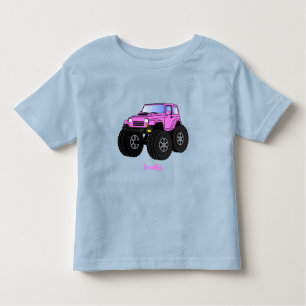 Roze monstertruck cartoon illustratie kinder shirts