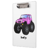 Roze monstertruck cartoon illustratie klembord (Links)