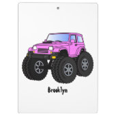 Roze monstertruck cartoon illustratie klembord (Achterkant)