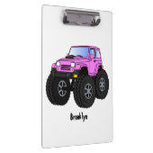 Roze monstertruck cartoon illustratie klembord (Rechts)