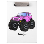 Roze monstertruck cartoon illustratie klembord (Voorkant)