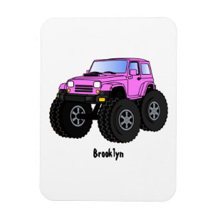 Roze monstertruck cartoon illustratie magneet