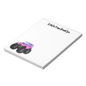 Roze monstertruck cartoon illustratie notitieblok (Linkerzijde)