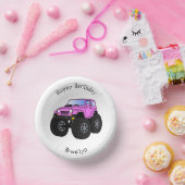 Roze monstertruck cartoon illustratie papieren kommen (Feest)