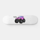 Roze monstertruck cartoon illustratie persoonlijk skateboard (Horizontaal)
