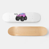 Roze monstertruck cartoon illustratie persoonlijk skateboard (Horizontaal)