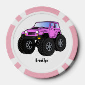 Roze monstertruck cartoon illustratie poker chips (Achterkant)