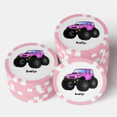 Roze monstertruck cartoon illustratie poker chips (Opstapeling)