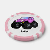 Roze monstertruck cartoon illustratie poker chips (Enkel)