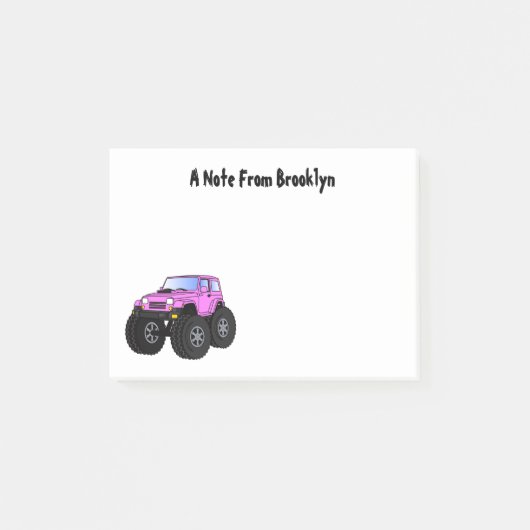 Roze monstertruck cartoon illustratie post-it® notes (Voorkant)