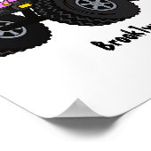 Roze monstertruck cartoon illustratie poster (Hoek)