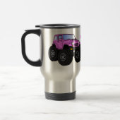Roze monstertruck cartoon illustratie reisbeker (Links)