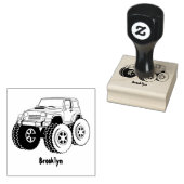 Roze monstertruck cartoon illustratie rubberstempel (Gestempeld)