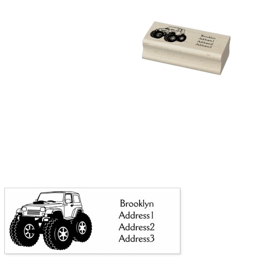 Roze monstertruck cartoon illustratie rubberstempel (Gestempeld)