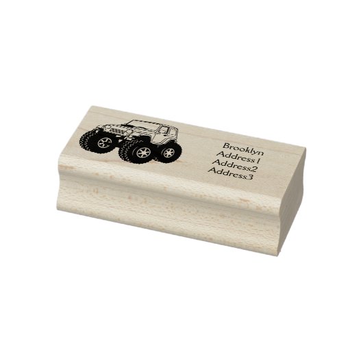 Roze monstertruck cartoon illustratie rubberstempel (Stempel)