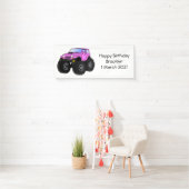 Roze monstertruck cartoon illustratie spandoek (Insitu)