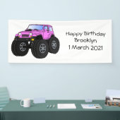 Roze monstertruck cartoon illustratie spandoek (Beurs)