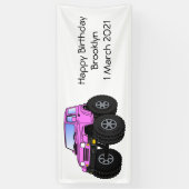 Roze monstertruck cartoon illustratie spandoek (Verticaal)
