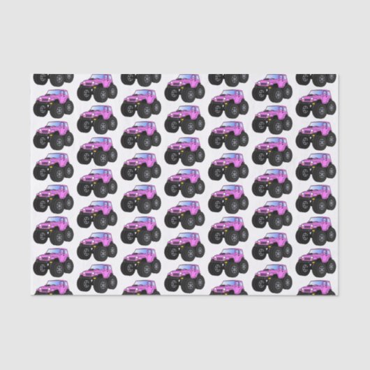 Roze monstertruck cartoon illustratie tissuepapier (Voorkant)