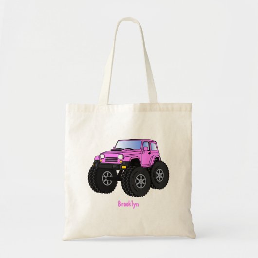 Roze monstertruck cartoon illustratie tote bag (Voorkant)