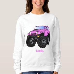 Roze monstertruck cartoon illustratie trui