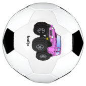 Roze monstertruck cartoon illustratie voetbal (Gedraaid)