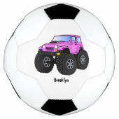 Roze monstertruck cartoon illustratie voetbal (Voorkant)