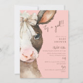 Roze Moo-ving in Soon Koe met Bow Baby shower Kaart (Voorkant)