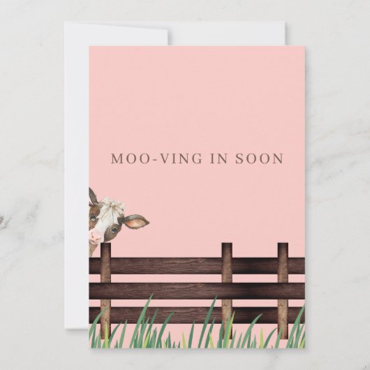 Roze Moo-ving in Soon Koe met Bow Baby shower Kaart (Achterkant)