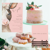 Roze Moo-ving in Soon Koe met Bow Baby shower Kaart
