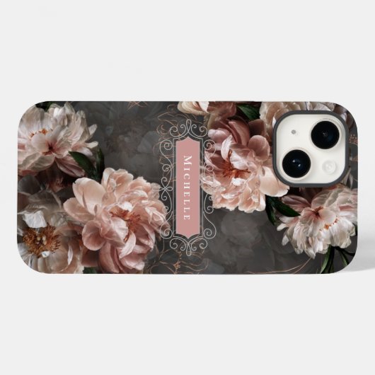 Roze Moody Floral  Swirls Elegant Custom Case-Mate iPhone Case (Achterkant (horizontaal))