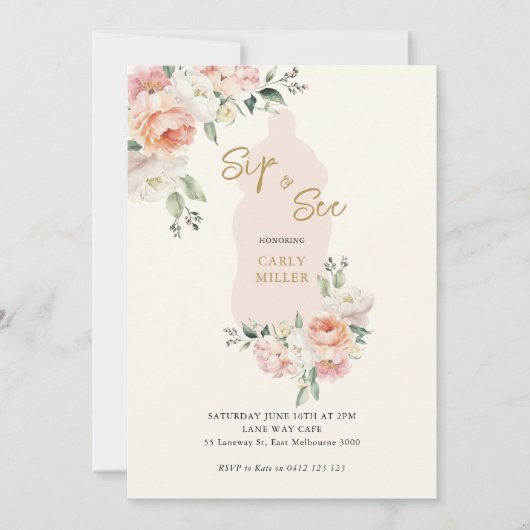 Roze Mooie Baby Meisje Slurpen En Zien Fles Baby B Kaart (Voorkant)