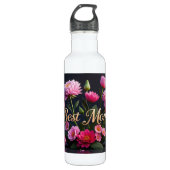 Roze Mooie Bloemen Beste Mam Ooit Boeket Waterfles (Voorkant)