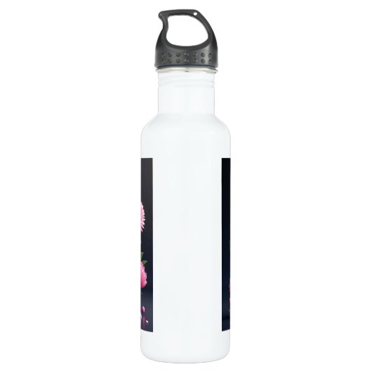 Roze Mooie Bloemen Beste Mam Ooit Boeket Waterfles (Achterkant)